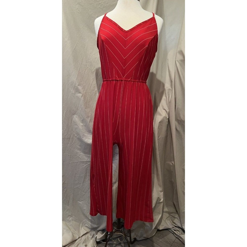 "C" Red Pin Stripped  Tank Jumpsuit Women's Stretch Comfortable RN# 111503
